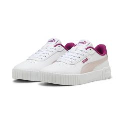 Młodzieżowe sneakersy Carina 2.0 PUMA White Mauve Mist Magenta Gleam Pink. Biała obuwie sportowe damskie Puma, bez wzorów, trekkingowe. Za 199.00 zł.