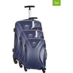 Zestaw walizek w kolorze niebieskim - 3 szt. Walizki męskie Platinium, z materiału. W wyprzedaży za 689.95 zł.