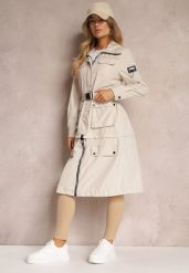 Beżowy Płaszcz z Regulacją Długości Aavya. Brązowe płaszcze damskie Renee, xl, z aplikacjami, eleganckie, bez kaptura. Za 119.99 zł.