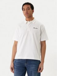 Guess Jeans Polo M6GP13 KCYM1 Biały Oversize. Białe koszulki polo męskie Guess Jeans, m, z aplikacjami, z bawełny, bez ramiączek. Za 299.99 zł.