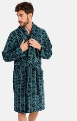 Szlafrok męski polarowy L746307- XL długi zielony jodełka. Zielone bluzy męskie Massana Homewear, l, bez wzorów, z polaru, bez kaptura. Za 581.10 zł.