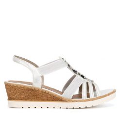 Sandały Rieker. Brązowe sandały damskie Rieker, bez wzorów, bez obcasa, na słupku, bez zapięcia. Za 319.99 zł.