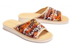 METEOR 058 GRAFFITI brąz, kapcie damskie. Brązowe kapcie damskie Meteor, bez wzorów. Za 44.99 zł.