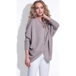 Mocca Sweter z Troczkami przy Dekolcie. Szare swetry damskie Molly.pl, l, bez wzorów, z jeansu, bez kołnierzyka, bez ramiączek, bez kaptura. Za 109.90 zł.