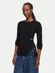 Karl Lagerfeld Jeans Sweter B3W18009 Czarny Slim Fit. Czarne swetry damskie Karl Lagerfeld Jeans, m, bez wzorów, z jeansu, bez kołnierzyka, bez ramiączek, bez kaptura. Za 549.99 zł.