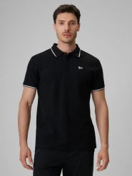 4F Koszulka polo regular męska - czarna XL. Czarne koszulki polo męskie 4f, m, bez wzorów, z bawełny, klasyczne, bez ramiączek. W wyprzedaży za 69.99 zł.