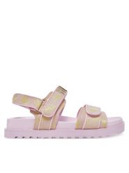 Guess Sandały FLJFDS FAL03 Różowy. Czerwone sandały damskie Guess, z aplikacjami, z materiału, bez obcasa, na płaskiej podeszwie, bez zapięcia. Za 419.99 zł.