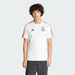 Koszulka Germany DNA 3-Stripes. Białe koszulki sportowe męskie Adidas, m, z aplikacjami, z bawełny, bez kołnierzyka, bez ramiączek, do piłki nożnej. Za 186.15 zł.