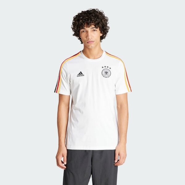 Koszulka Germany DNA 3-Stripes. Białe koszulki sportowe męskie Adidas, m, z aplikacjami, z bawełny, bez kołnierzyka, bez ramiączek, do piłki nożnej. Za 175.65 zł.