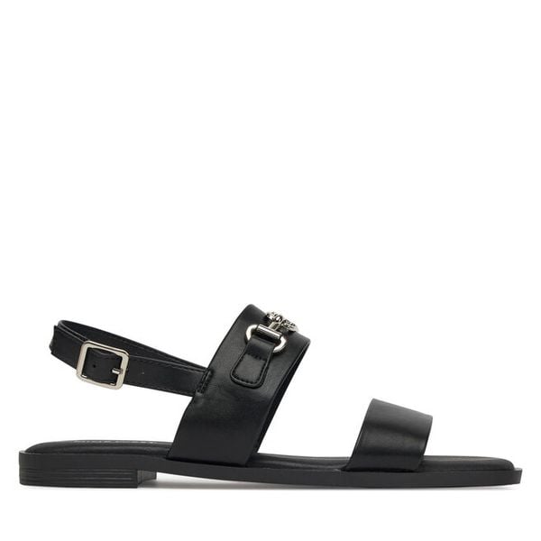 Sandały Nine West. Czarne sandały damskie Nine West, bez wzorów, bez obcasa, na płaskiej podeszwie, bez zapięcia. Za 118.99 zł.