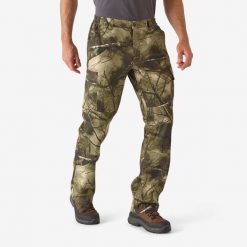 Spodnie myśliwskie Solognac 100 Respi camo treemetic. Brązowe spodnie sportowe męskie SOLOGNAC, l, bez wzorów, z bawełny, outdoorowe. Za 119.99 zł.