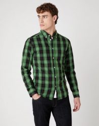 MĘSKA KOSZULA WRANGLER LS 1 PKT BUTTON DOWN ARTICHOKE GREEN W5F34MG14 112130123. Zielone koszule męskie Wrangler, m, bez wzorów, bez kołnierzyka, bez ramiączek. Za 129.99 zł.
