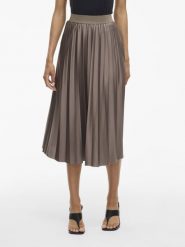 Vila Spódnica plisowana Kobiety Sztuczne włókno brązowy, XS. Brązowe spódnice damskie Vila, xs, bez wzorów, z dżerseju, eleganckie. Za 199.95 zł.