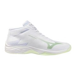 Damskie buty halowe Mizuno Lightning Select Mid. Białe obuwie sportowe damskie Mizuno, bez wzorów, do siatkówki. Za 457.40 zł.