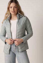 Jasnozielona Przejściowa Kurtka Pikowana z Odpinanym Kapturem Edrelith. Zielone kurtki damskie Born2be, l, bez wzorów, z jeansu. Za 129.99 zł.