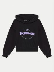 4F Bluza 4FJWAW24TSWSF1213 Czarny Regular Fit. Czarne bluzy dla dziewczynek 4f, bez wzorów, z bawełny, bez ramiączek, bez kaptura. Za 59.99 zł.