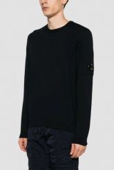 C.P. COMPANY Czarny męski cienki sweter Crew Neck, Rozmiar XXL. Czarne swetry przez głowę męskie C.P. Company, m, bez wzorów, bez kołnierzyka. W wyprzedaży za 709.99 zł.