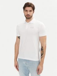 EA7 Emporio Armani Polo 8NPF14 PJVQZ 0100 Biały Regular Fit. Białe koszulki polo męskie EA7 Emporio Armani, m, bez wzorów, z bawełny, bez ramiączek. Za 199.99 zł.
