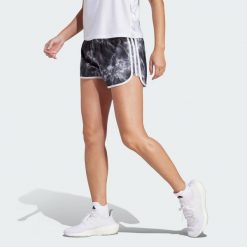 Szorty Marathon 20 Allover Print. Czarne legginsy damskie Adidas, s, bez wzorów, z materiału, sportowe, do biegania. Za 133.99 zł.