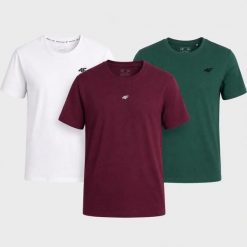 KOMPLET T-SHIRT MĘSKI 4F ZESTAW KOSZULEK 3PAK. T-shirty męskie 4f, m, bez wzorów, z bawełny, sportowe, bez kołnierzyka. Za 117.99 zł.