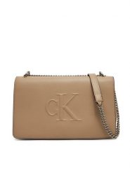 Calvin Klein Jeans Torebka Sculpted Ew Flap25 Shoulder Bag LV04K3035G Beżowy. Brązowe torebki do ręki damskie Calvin Klein Jeans, bez wzorów, z jeansu, wizytowe, bez dodatków. Za 329.99 zł.