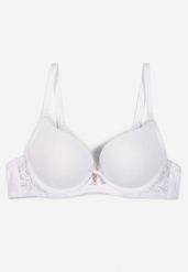 Biały Biustonosz z Efektem Push Up i Ozdobną Koronką Emithria. Białe biustonosze Renee, bez wzorów, z koronki. Za 29.99 zł.
