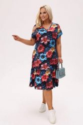 Wiskozowa sukienka Solea w wielobarwne hibiskusy PLUS SIZE XXL OVERSIZE. Sukienki damskie Moda Size Plus Iwanek, do pracy, na lato, plus size, bez wzorów, z elastanu, biznesowe, bez kołnierzyka, plus size, bez ramiączek, mini, oversize. Za 289.90 zł.