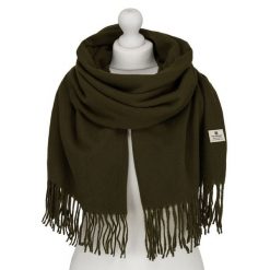 Elegancki szalik damski z poliestru w kolorze khaki - Peterson. Brązowe szaliki i chusty damskie Peterson, na jesień, bez wzorów, eleganckie. Za 54.99 zł.