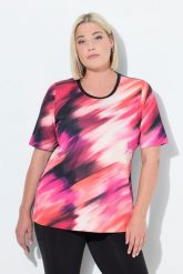 Damskie T-Shirt wycięcie na plecach okrągły dekolt rękaw 1/2. Czerwone t-shirty damskie Ulla Popken, plus size, bez wzorów, z elastanu, klasyczne, bez kołnierzyka. Za 159.99 zł.