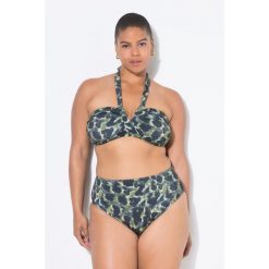 Damski Top od bikini miękkie miseczki drapowanie na biuście moro. Zielone bikini damskie Ulla Popken, plus size, bez wzorów, plus size. Za 176.99 zł.