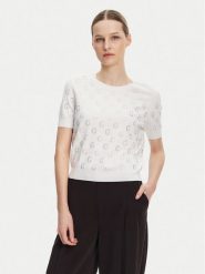 Guess Sweter W5GR05 Z3D60 Biały Regular Fit. Białe swetry damskie Guess, xl, z aplikacjami, z wiskozy, bez kołnierzyka, bez ramiączek, bez kaptura. Za 249.99 zł.