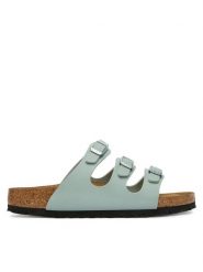 Birkenstock Klapki Florida 1032055 Zielony. Zielone klapki damskie Birkenstock, bez wzorów, ze skóry, bez obcasa. Za 399.99 zł.