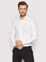 Calvin Klein Koszula K10K108229 Biały Slim Fit. Białe koszule męskie Calvin Klein, m, bez wzorów, z bawełny, biznesowe, bez kołnierzyka, bez ramiączek. Za 259.99 zł.