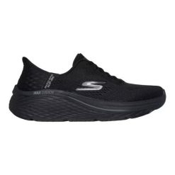 Buty sportowe damskie, Slip-Ins: Max Cushioning Elite 2.0 - Vanish. Czarne obuwie sportowe damskie Skechers, bez wzorów, z materiału, trekkingowe. Za 489.99 zł.