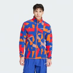 Bluza Terrex Multi Printed Full-Zip Fleece. Czerwone bluzy męskie Adidas, m, bez wzorów, z materiału, sportowe, bez kaptura. W wyprzedaży za 243.50 zł.