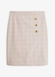 Spódnica ołówkowa w kratę. Żółte spódnice damskie bonprix, bez wzorów, eleganckie, ołówkowe. Za 109.99 zł.