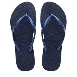 Klapki Havaianas Model 4000030 Kolor Niebieski. Niebieskie klapki damskie Havaianas, bez wzorów, z gumy, sportowe, bez obcasa. Za 94.99 zł.