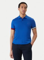 Tommy Hilfiger Polo MW0MW42743 Niebieski Slim Fit. Niebieskie koszulki polo męskie Tommy Hilfiger, l, bez wzorów, z bawełny, bez ramiączek. Za 449.99 zł.