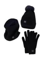 Damski Zimowy Zestaw Termiczny - Czapka + Rękawiczki + Komin - Granatowy. Niebieskie rękawiczki damskie HEAT KEEPER, na zimę, bez wzorów, z dzianiny. Za 177.72 zł.