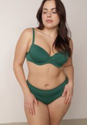 Ciemnozielone Bikini z Marszczonym Biustonoszem i Majtkami z Wysokim Stanem Aereida. Zielone bikini damskie Born2be, na lato, plus size, bez wzorów, plus size. Za 89.99 zł.