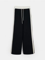 Spodnie wide leg z lampasami - wielobarwny. Spodnie materiałowe damskie Sinsay, l, bez wzorów. Za 49.99 zł.