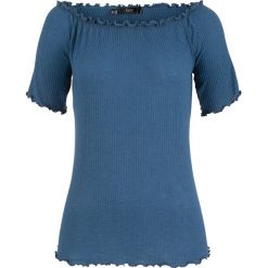 Shirt w prążek z pofalowanym brzegiem bonprix jasny indygo. Bluzki damskie bonprix. Za 44.99 zł.