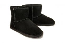EMU AUSTRALIA T10103 WALLABY MINI TEENS black, botki damskie. Czarne botki damskie Emu Australia, na zimę, ze skóry, bez obcasa, bez zapięcia. Za 389.90 zł.