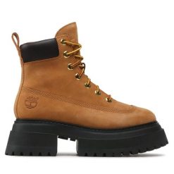Trzewiki Timberland. Brązowe botki damskie Timberland, bez obcasa, na płaskiej podeszwie, bez zapięcia. Za 709.99 zł.