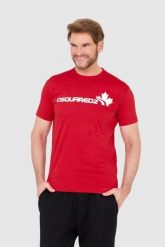 DSQUARED2 Czerwony męski bawełniany t-shirt z dużym logo, Rozmiar XL. Czerwone t-shirty męskie Dsquared2, l, bez wzorów, z bawełny, bez kołnierzyka. W wyprzedaży za 599.99 zł.
