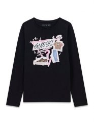 Guess Kids Tank top 183021 Czarny Classic Fit. Czarne t-shirty i topy dla dziewczynek Guess Kids, z aplikacjami, bez ramiączek. Za 94.99 zł.