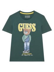Guess T-Shirt L6RI11 K8HM4 Zielony Regular Fit. Zielone t-shirty dla chłopców Guess, z aplikacjami, z bawełny, bez ramiączek. Za 99.99 zł.