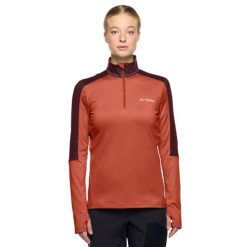 Bluza trekkingowa damska Vaude Livigno Halfzip II techniczna. Brązowe swetry damskie Vaude, m, bez wzorów, z elastanu, sportowe, bez kołnierzyka, bez ramiączek, bez kaptura. W wyprzedaży za 239.00 zł.