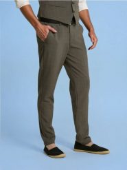 Spodnie chino slim fit w kratę - szary. Szare spodnie materiałowe męskie Sinsay, bez wzorów. Za 69.99 zł.