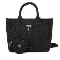 Torebka Guess. Czarne torebki do ręki damskie Guess, z aplikacjami, klasyczne, bez dodatków. Za 299.99 zł.